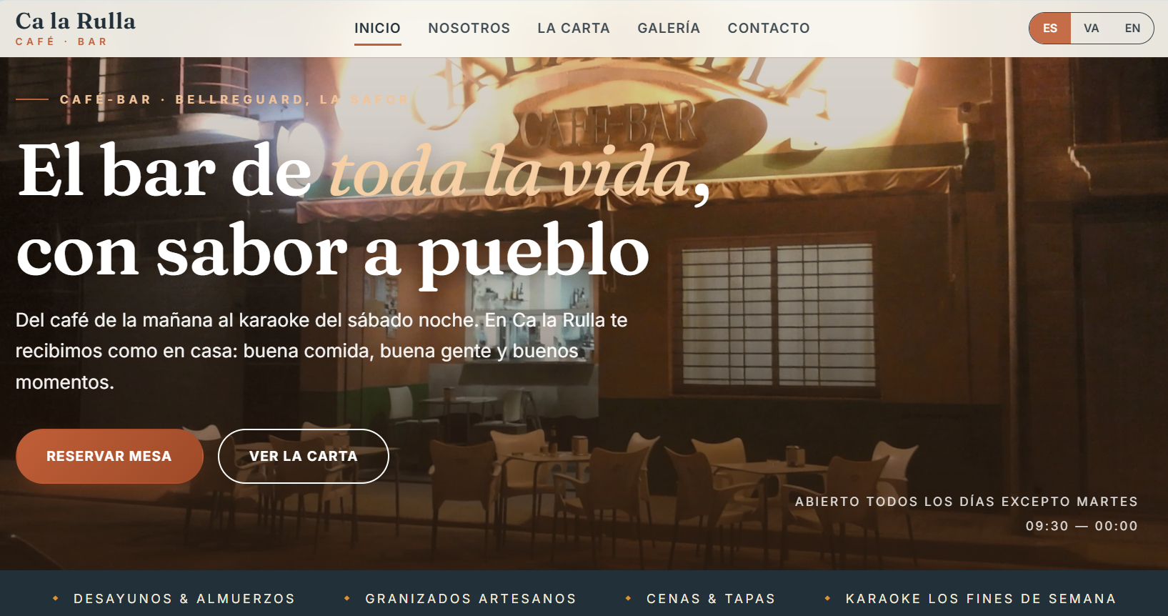 Ca la Rulla website homepage